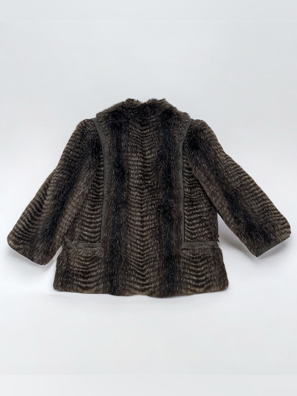 Vintage Lilli Ann 1960s Faux Fur Chevron Herringbone Statement Coat - Picture 3 of 13
